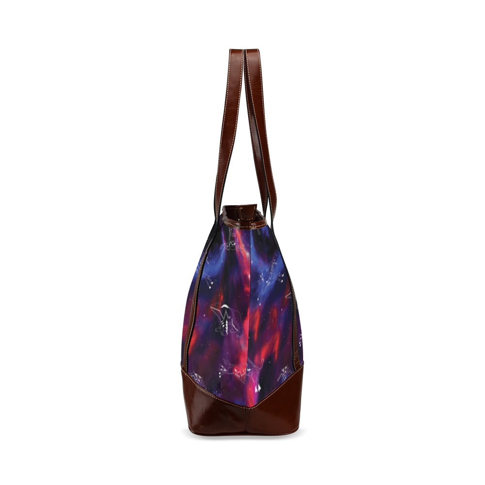 Animal Ancestors 3 Blue Pink Swirl Tote Handbag