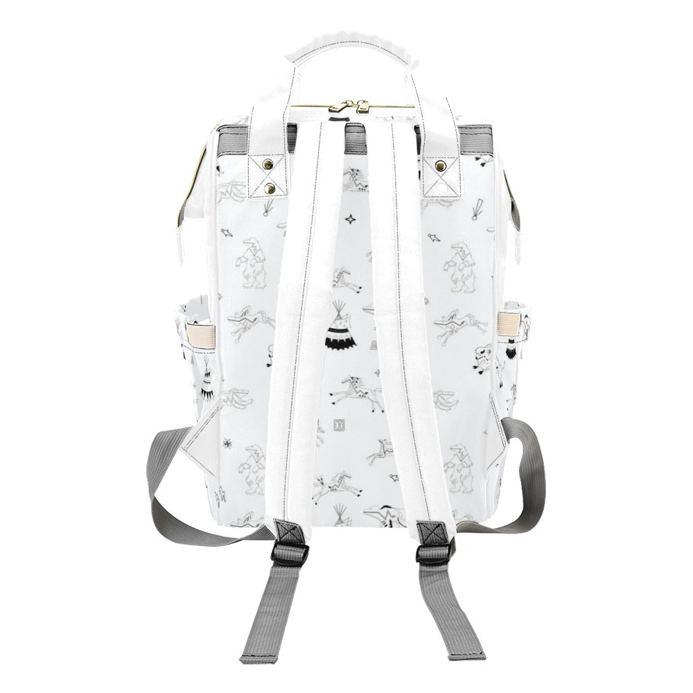 Ledger Dabbles White Multi-Function Diaper Backpack/Diaper Bag