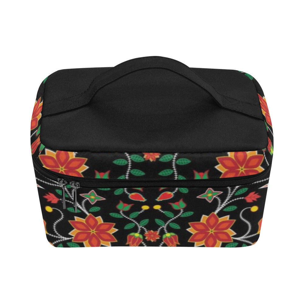 Floral Beadwork Six Bands Cosmetic Bag