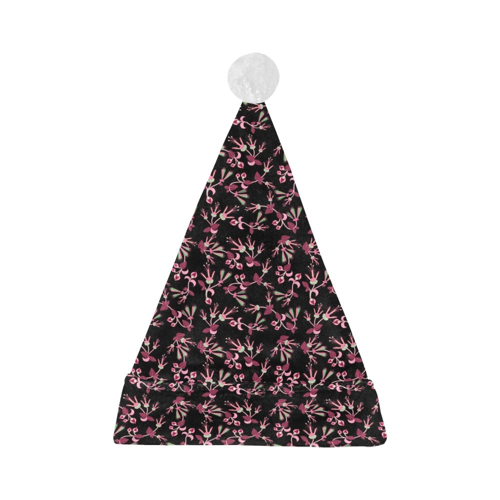 Floral Green Black Santa Hat