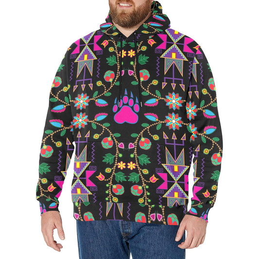 Geometric Floral Fall Black Men's Long Sleeve Fleece Hoodie