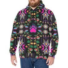 Load image into Gallery viewer, Geometric Floral Fall Black Men&#39;s Long Sleeve Fleece Hoodie
