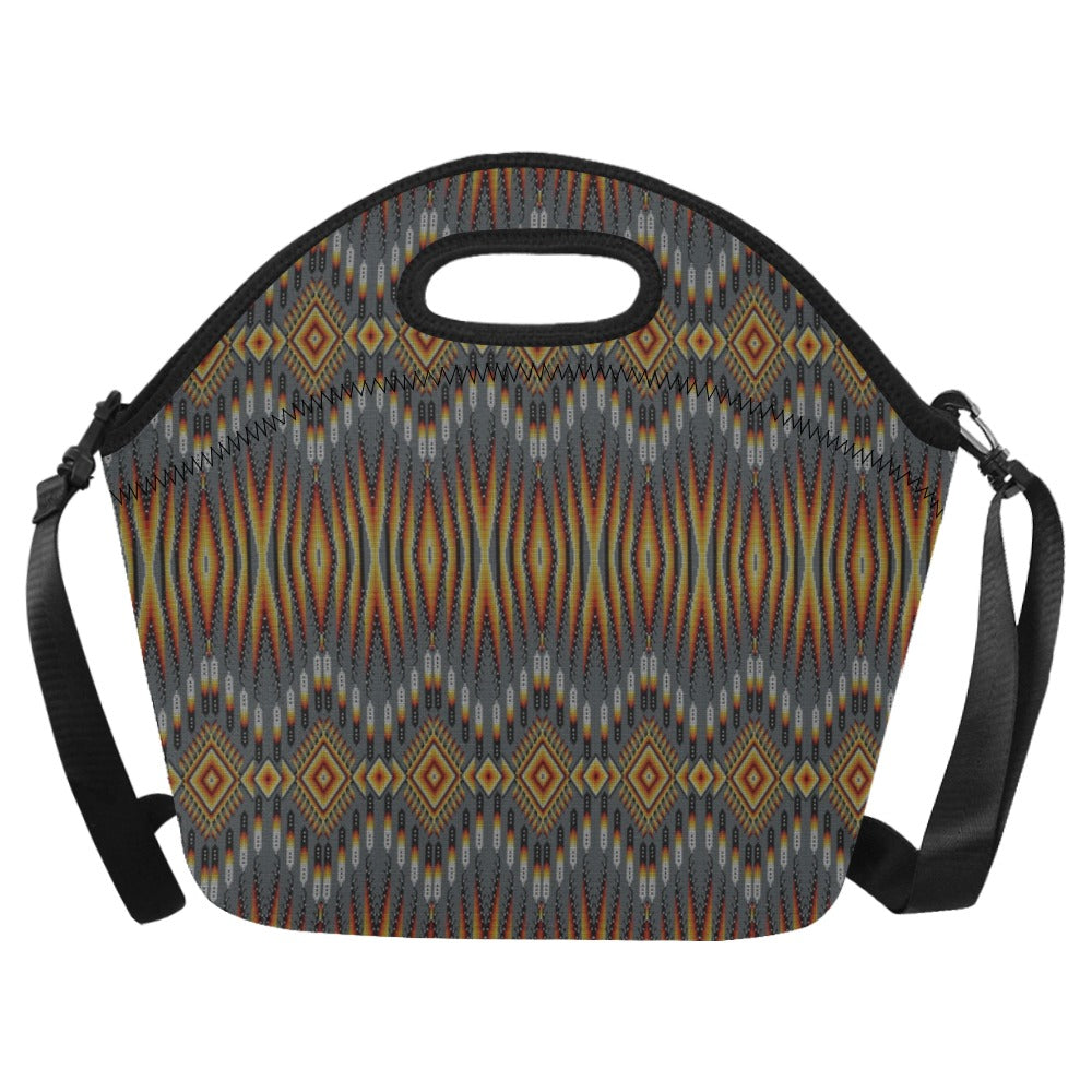 Fire Feather Grey Neoprene Lunch Bag/Large