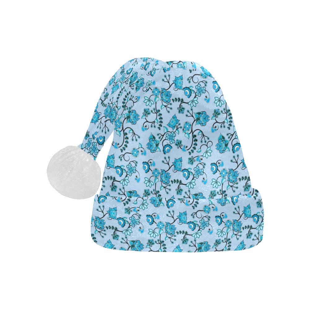 Blue Floral Amour Santa Hat