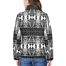 Load image into Gallery viewer, Writing on Stone Black and White Women&#39;s Stand Collar Padded Jacket
