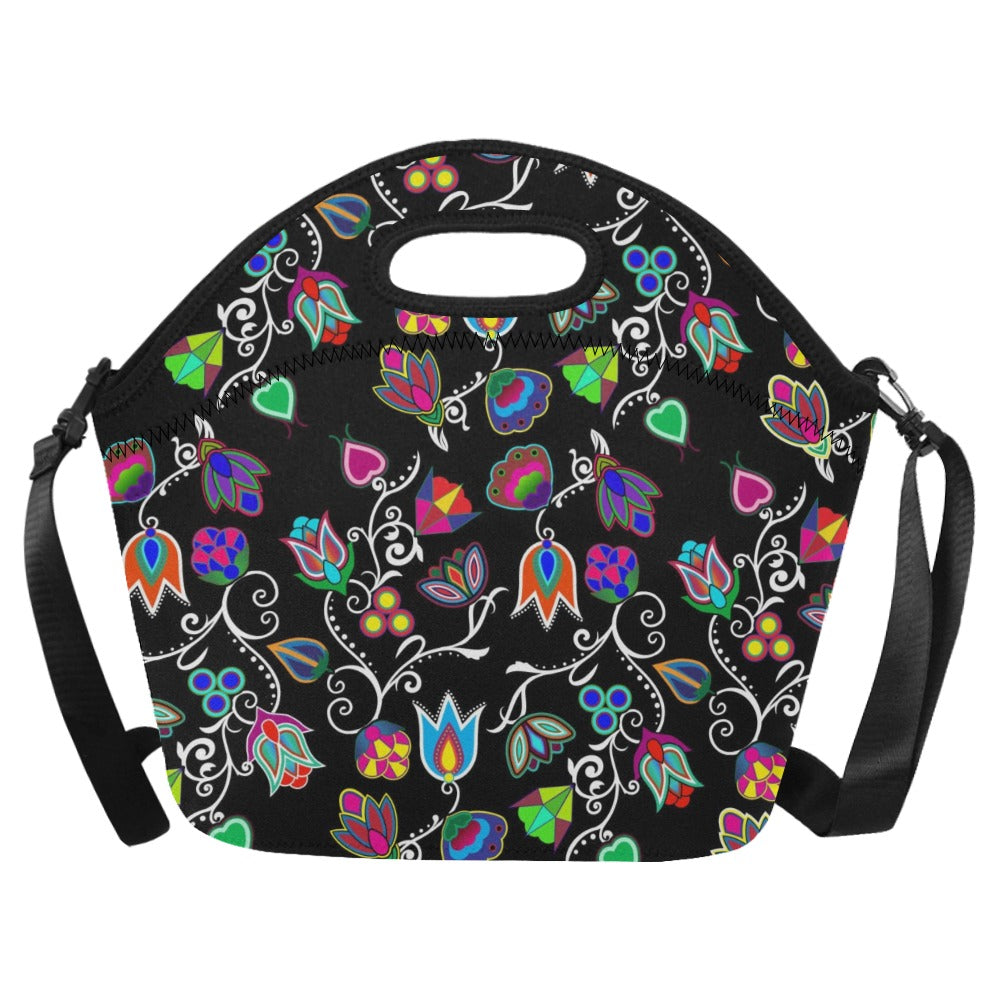 Indigenous Paisley Black Neoprene Lunch Bag/Large