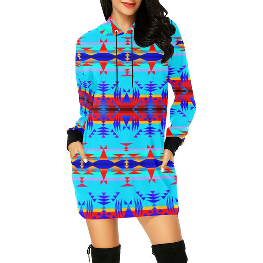 Between the Mountains Blue Hoodie Dress