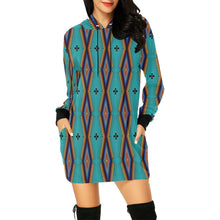 Load image into Gallery viewer, Diamond in the Bluff Turquoise Hoodie Dress
