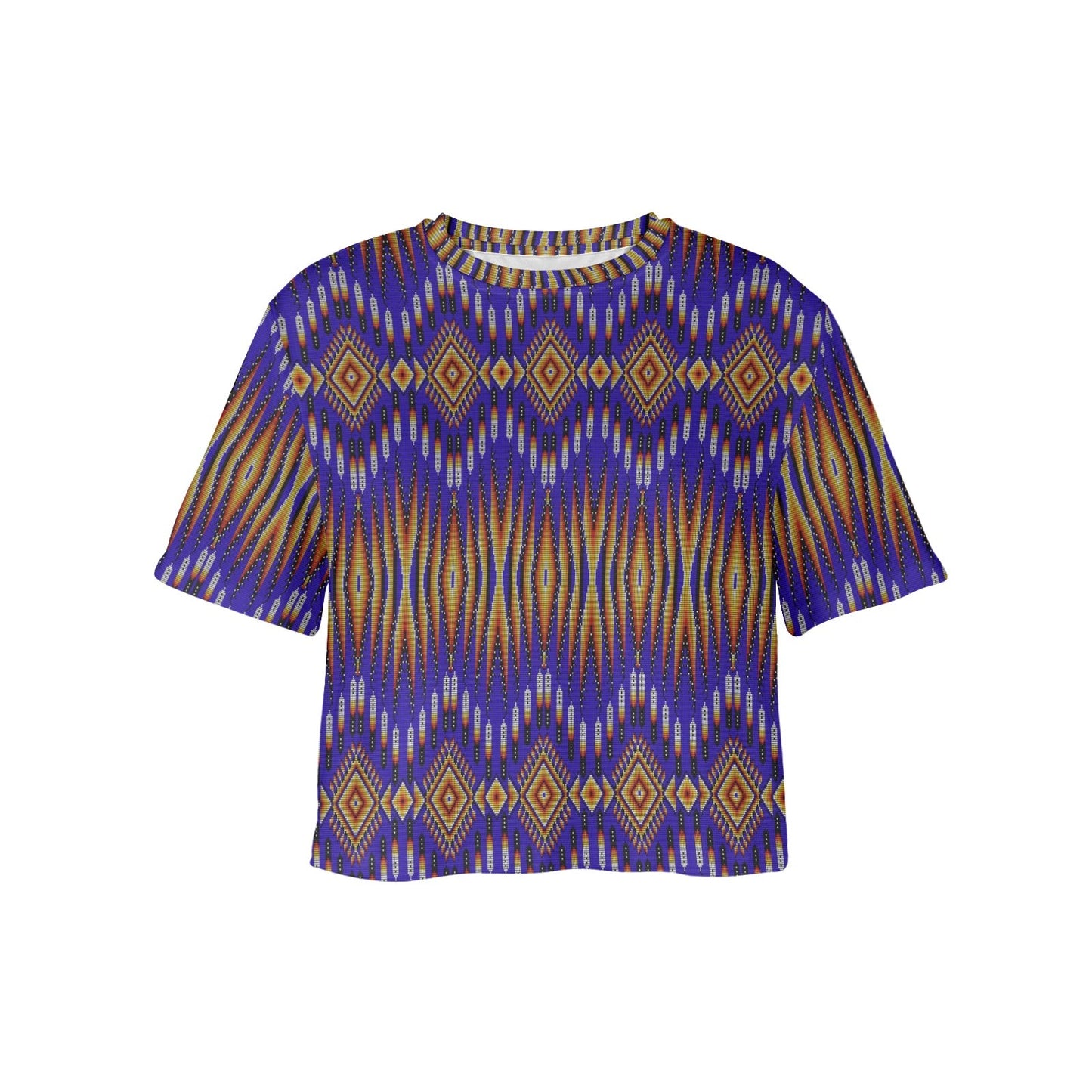 Fire Feather Blue Crop Top