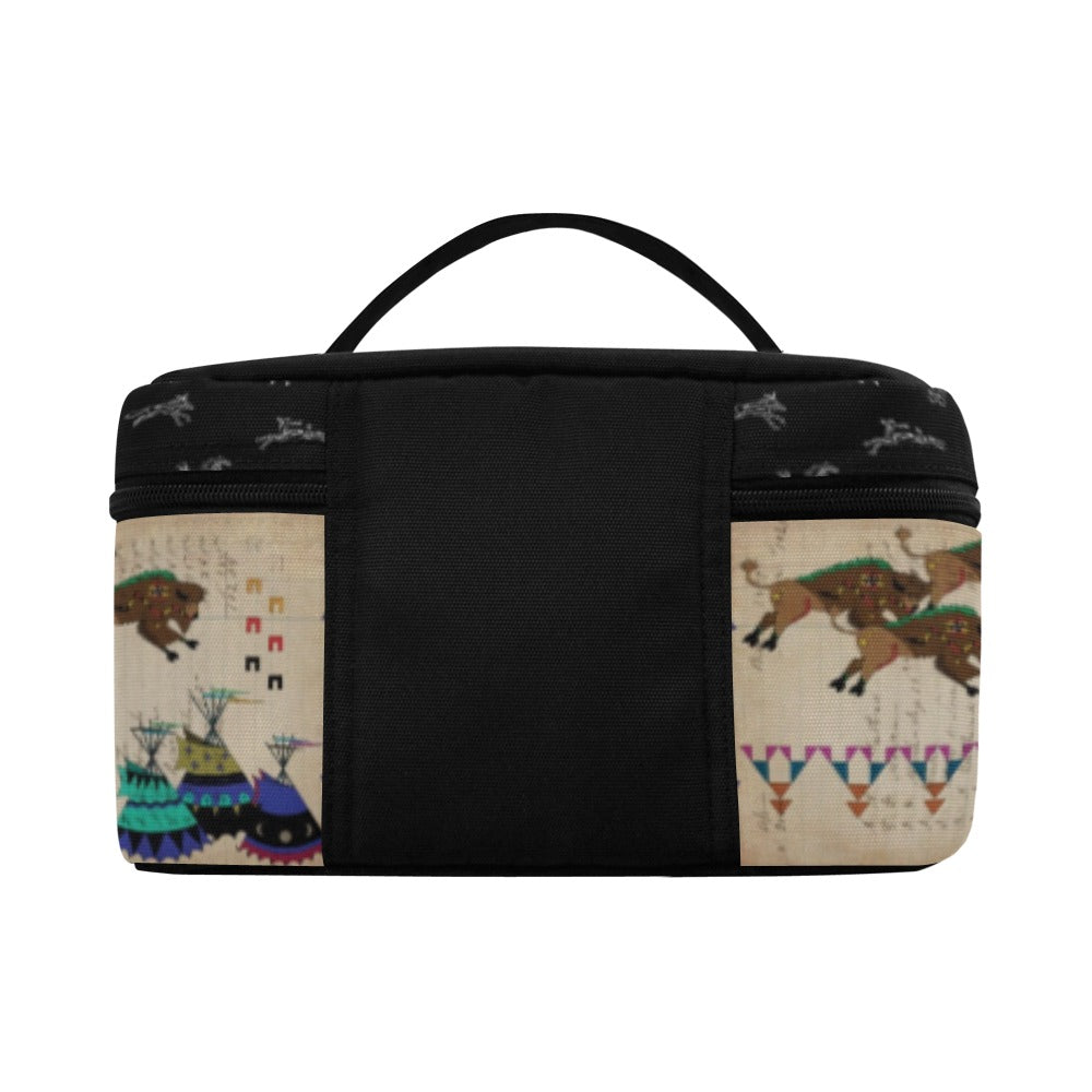 Buffalos Running Black Sky Cosmetic Bag