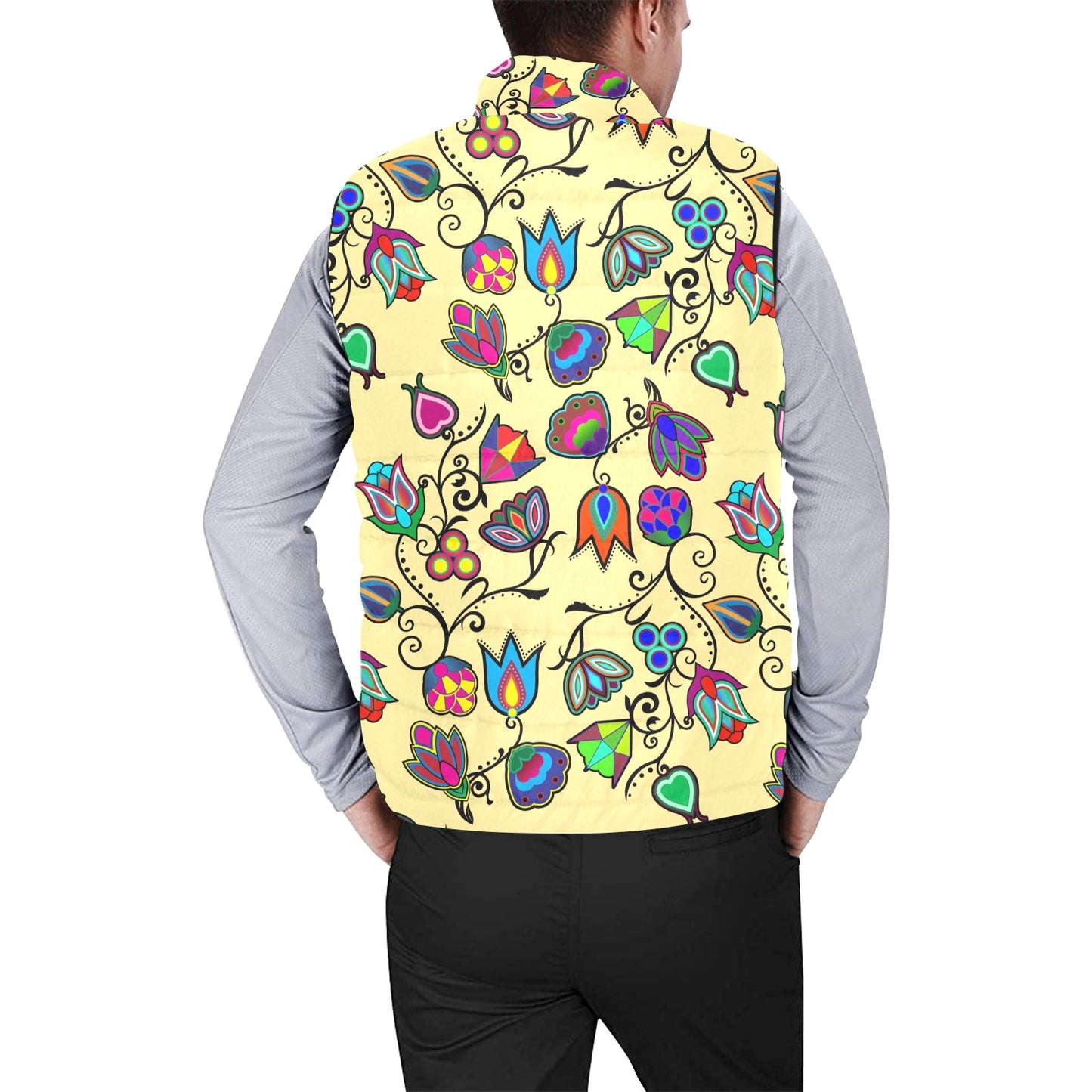 Indigenous Paisley Vanilla Men's Padded Vest Jacket