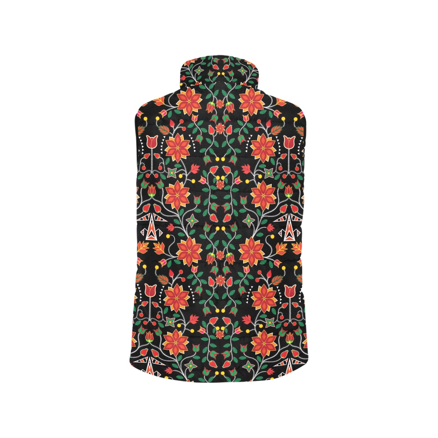 Floral Beadwork Six Bands Women's Padded Vest Jacket