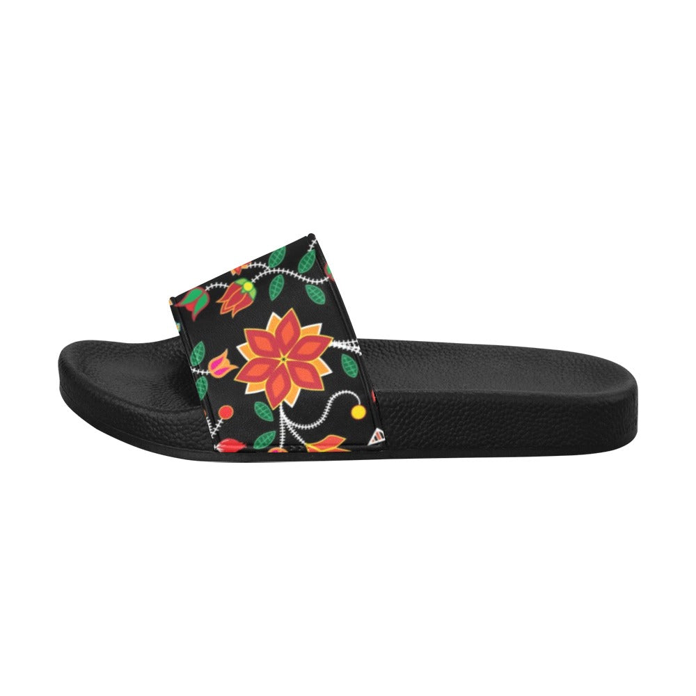 Floral Beadwork Six Bands Men's Slide Sandals