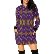 Load image into Gallery viewer, Fire Feather Purple Hoodie Dress
