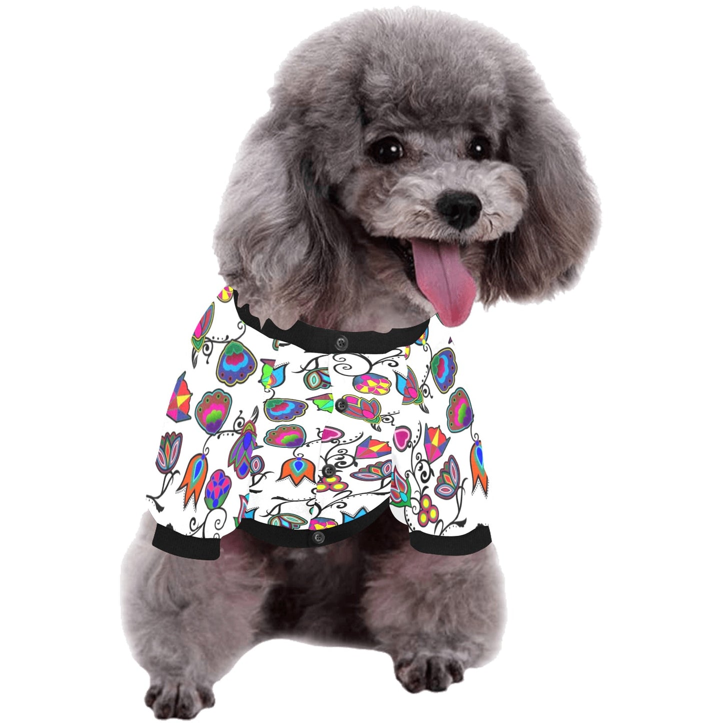 Indigenous Paisley White Pet Dog Round Neck Shirt