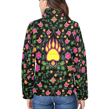 Load image into Gallery viewer, Floral Bearpaw Pink and Yellow Women&#39;s Stand Collar Padded Jacket
