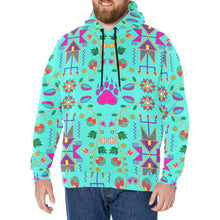 Load image into Gallery viewer, Geometric Floral Fall Sky Men&#39;s Long Sleeve Fleece Hoodie
