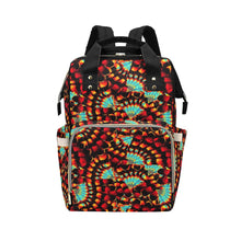 Load image into Gallery viewer, Hawk Feathers Fire and Turquoise Multi-Function Diaper Backpack/Diaper Bag
