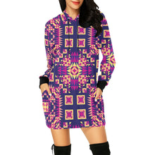 Load image into Gallery viewer, Kaleidoscope Bleu Hoodie Dress
