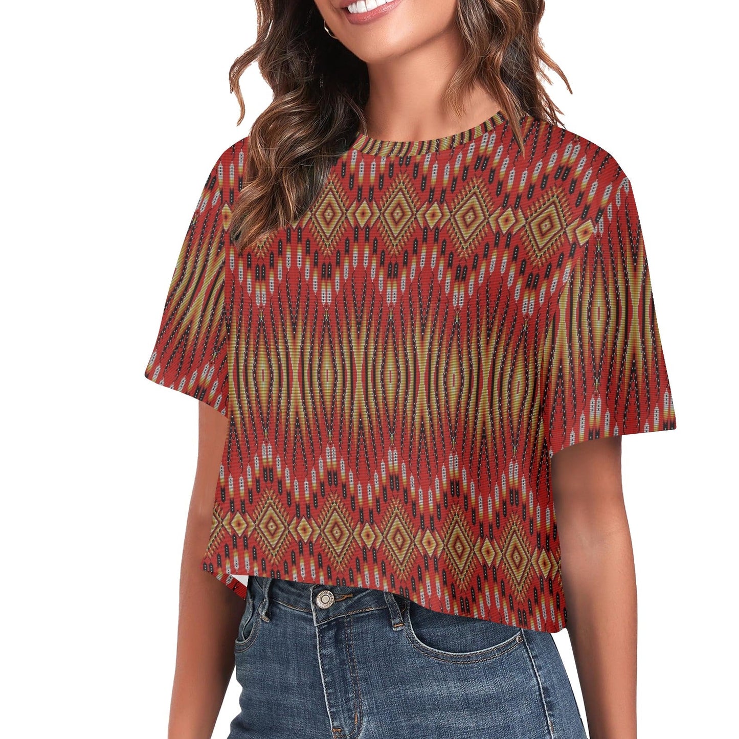 Fire Feather Red Crop Top