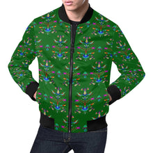 Load image into Gallery viewer, Dakota Damask Green Bomber Jacket for Men
