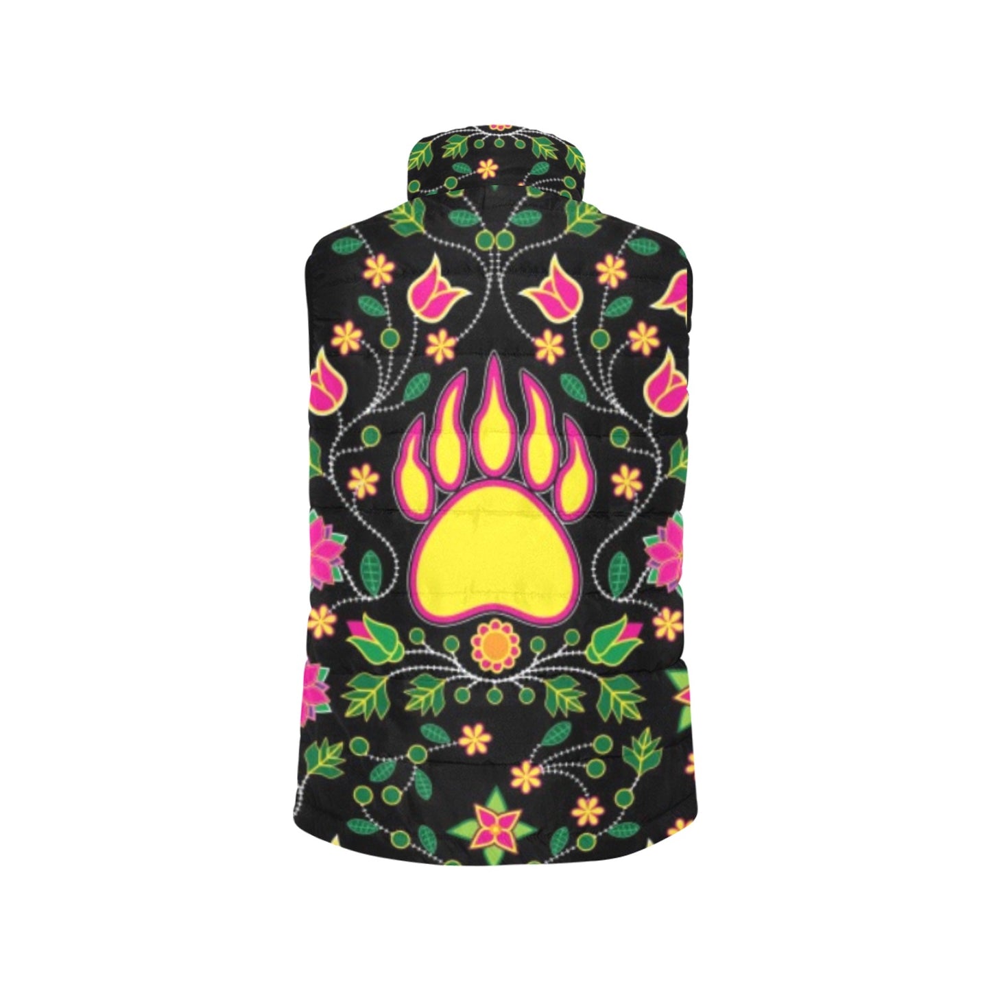 Floral Bearpaw Pink and Yellow Women's Padded Vest Jacket