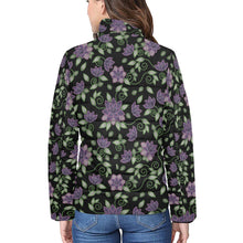 Load image into Gallery viewer, Purple Beaded Rose Women&#39;s Stand Collar Padded Jacket
