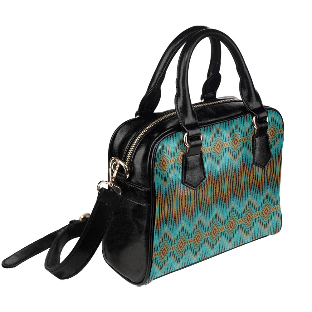 Fire Feather Turquoise Shoulder Handbag