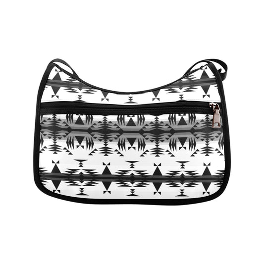 Between the Mountains White and Black Crossbody Bags