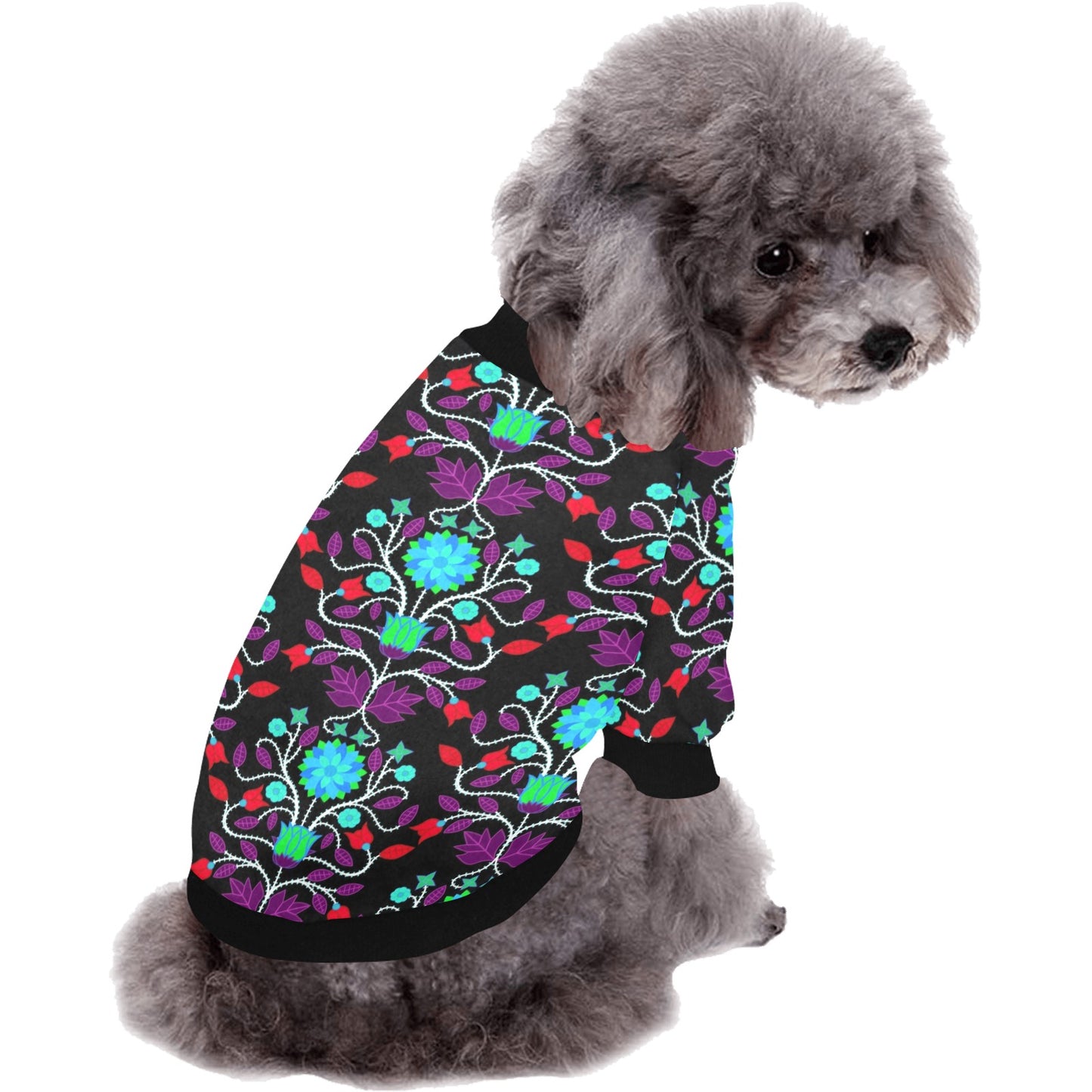 Floral Beadwork Four Clans Winter Pet Dog Round Neck Shirt