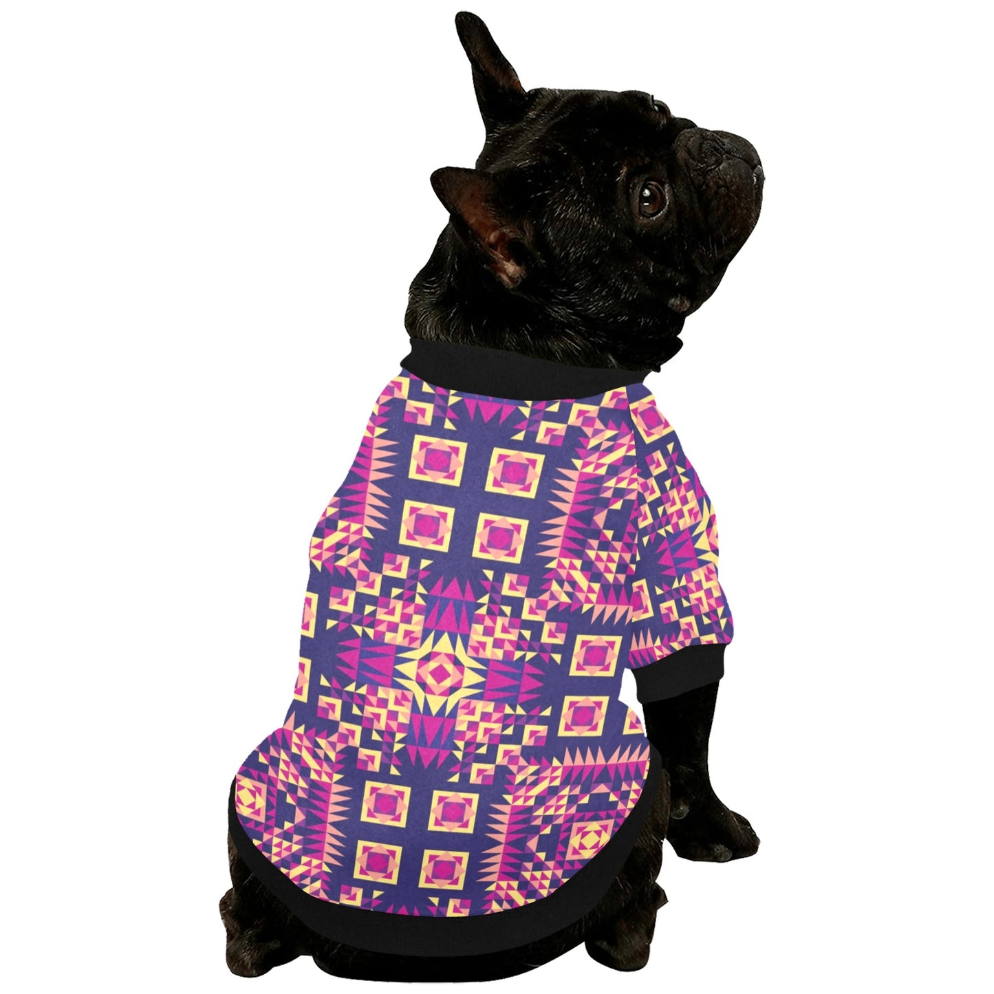 Kaleidoscope Bleu Pet Dog Round Neck Shirt