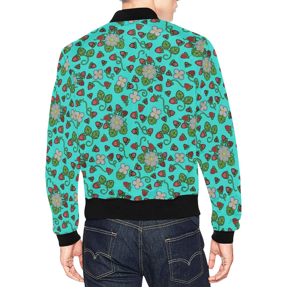 Strawberry Dreams Turquoise Bomber Jacket for Men