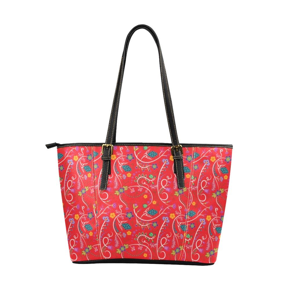 Fresh Fleur Fire Leather Tote Bag