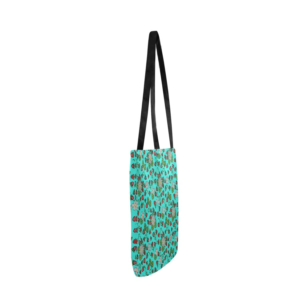 Strawberry Dreams Turquoise Reusable Shopping Bag