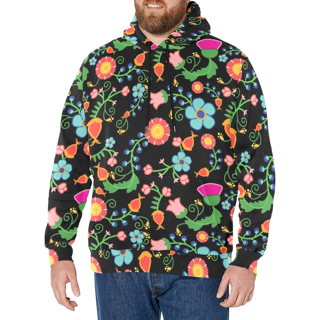 Bee Spring Night Men's Long Sleeve Fleece Hoodie