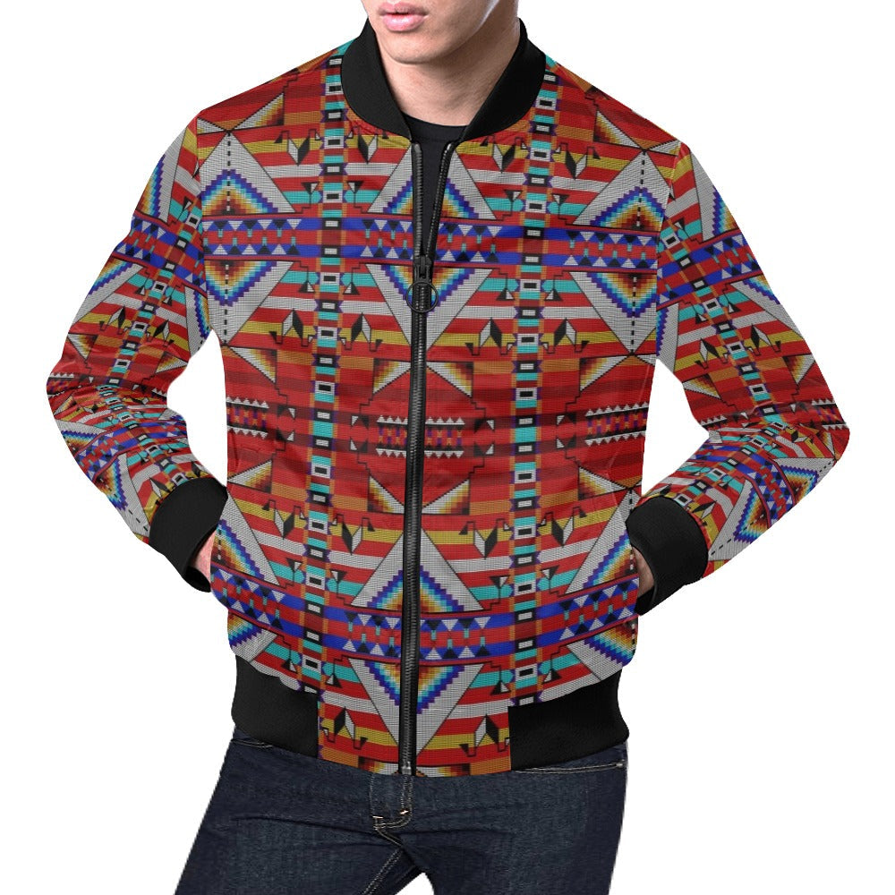 Medicine Blessing Red Bomber Jacket for Men