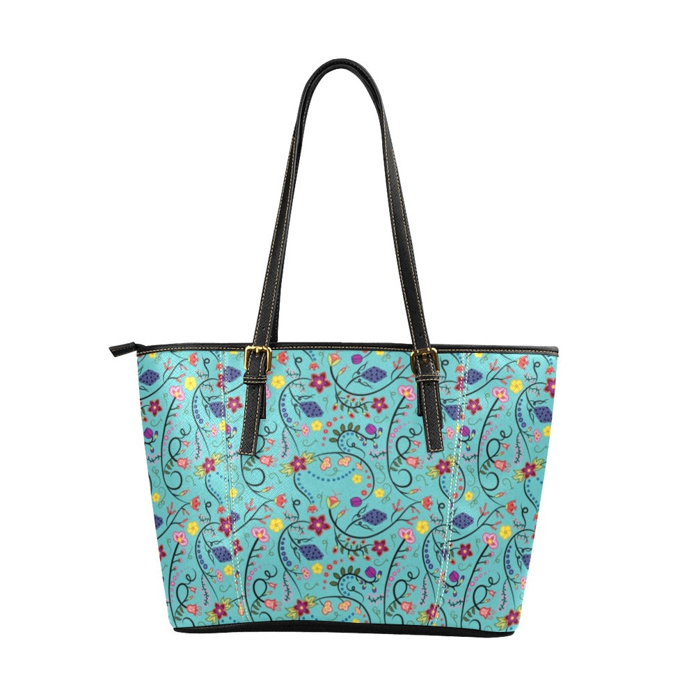 Fresh Fleur Sky Leather Tote Bag