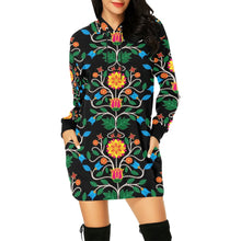 Load image into Gallery viewer, Floral Beadwork Four Clans Hoodie Dress
