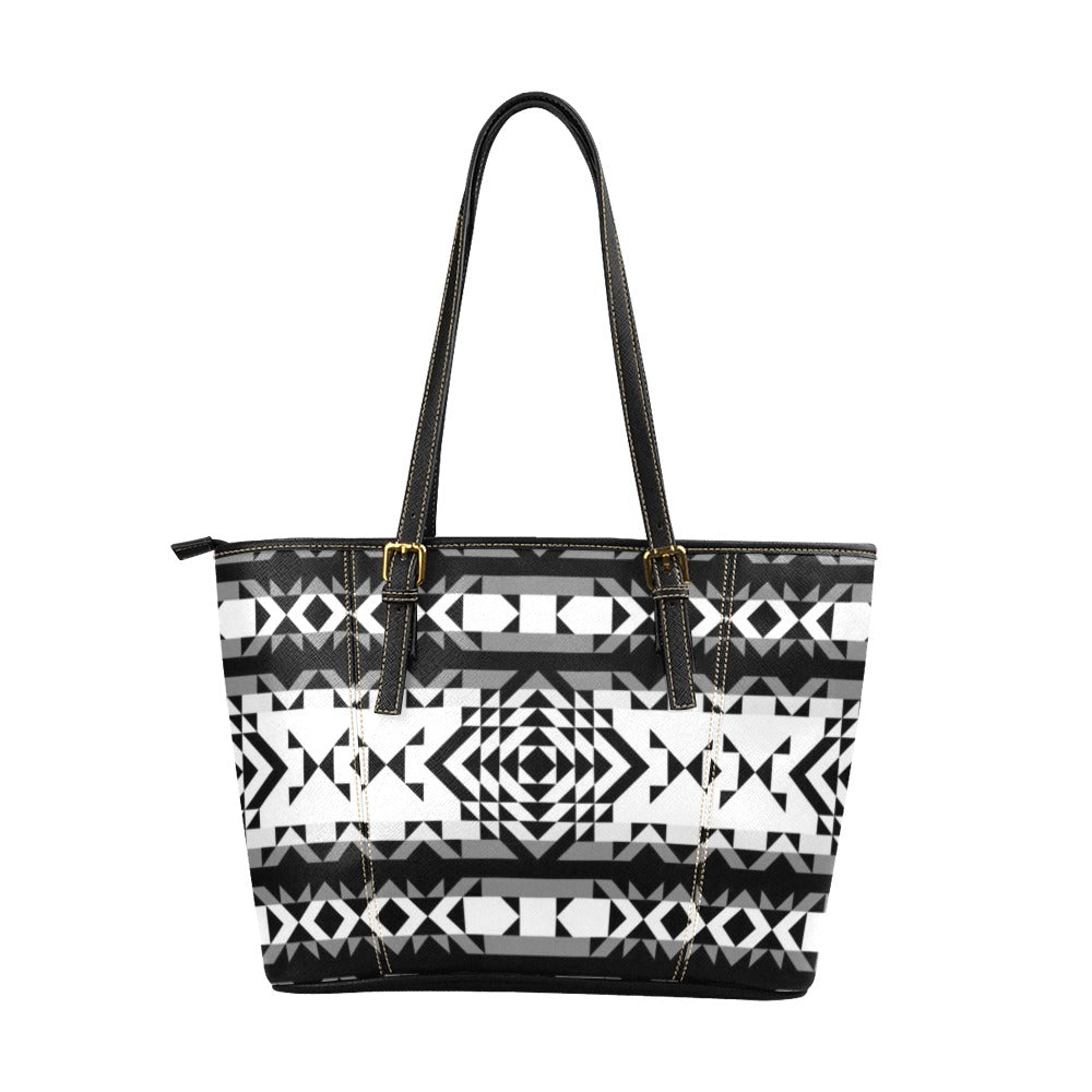Black Rose Blizzard Leather Tote Bag