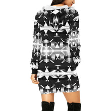 Load image into Gallery viewer, Between the Mountains Black and White Hoodie Dress
