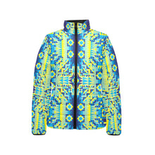 Load image into Gallery viewer, Kaleidoscope Jaune Bleu Women&#39;s Stand Collar Padded Jacket
