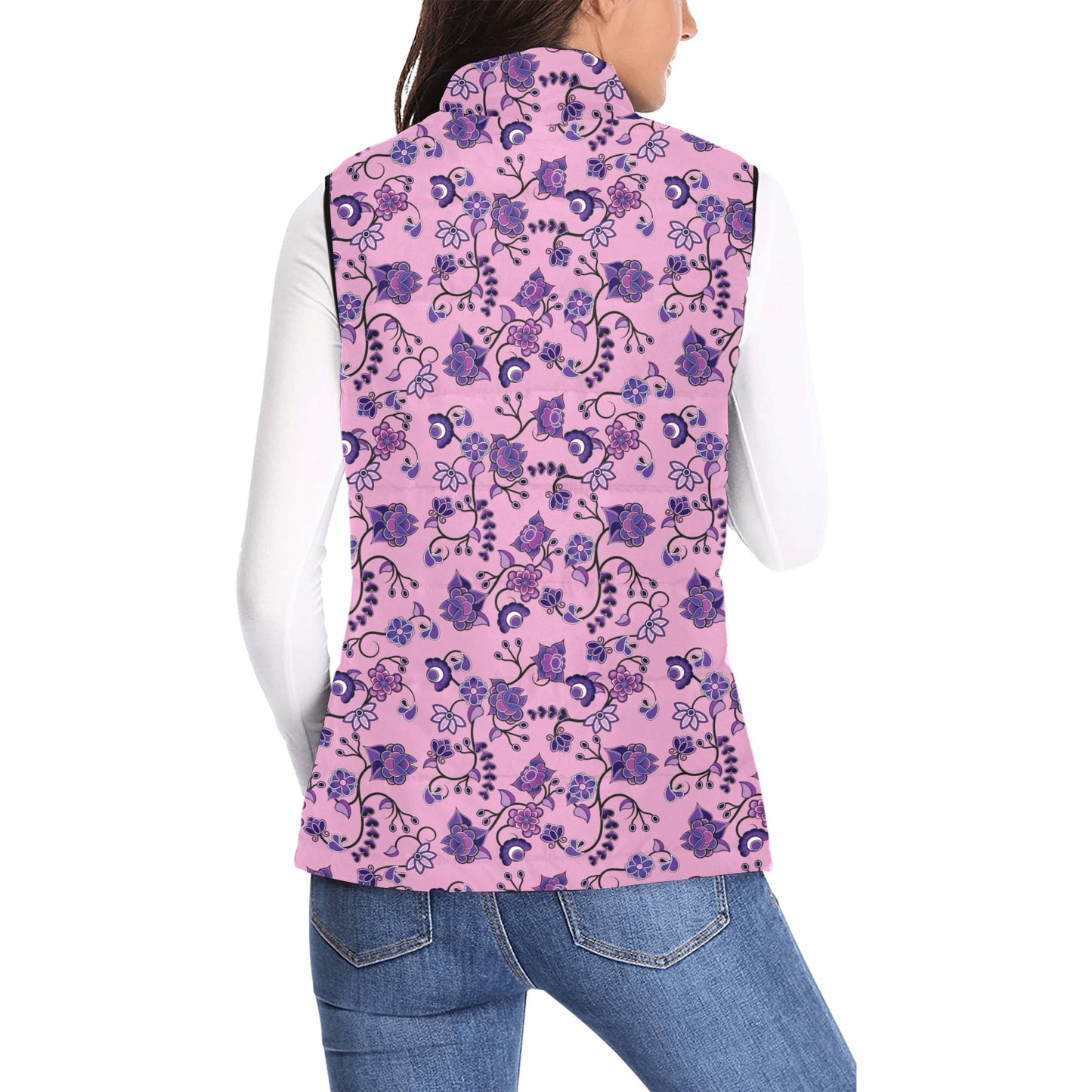 Purple Floral Amour Women's Padded Vest Jacket