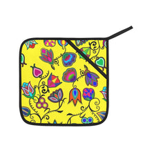 Load image into Gallery viewer, Indigenous Paisley Yellow Oven Mitt &amp; Pot Holder
