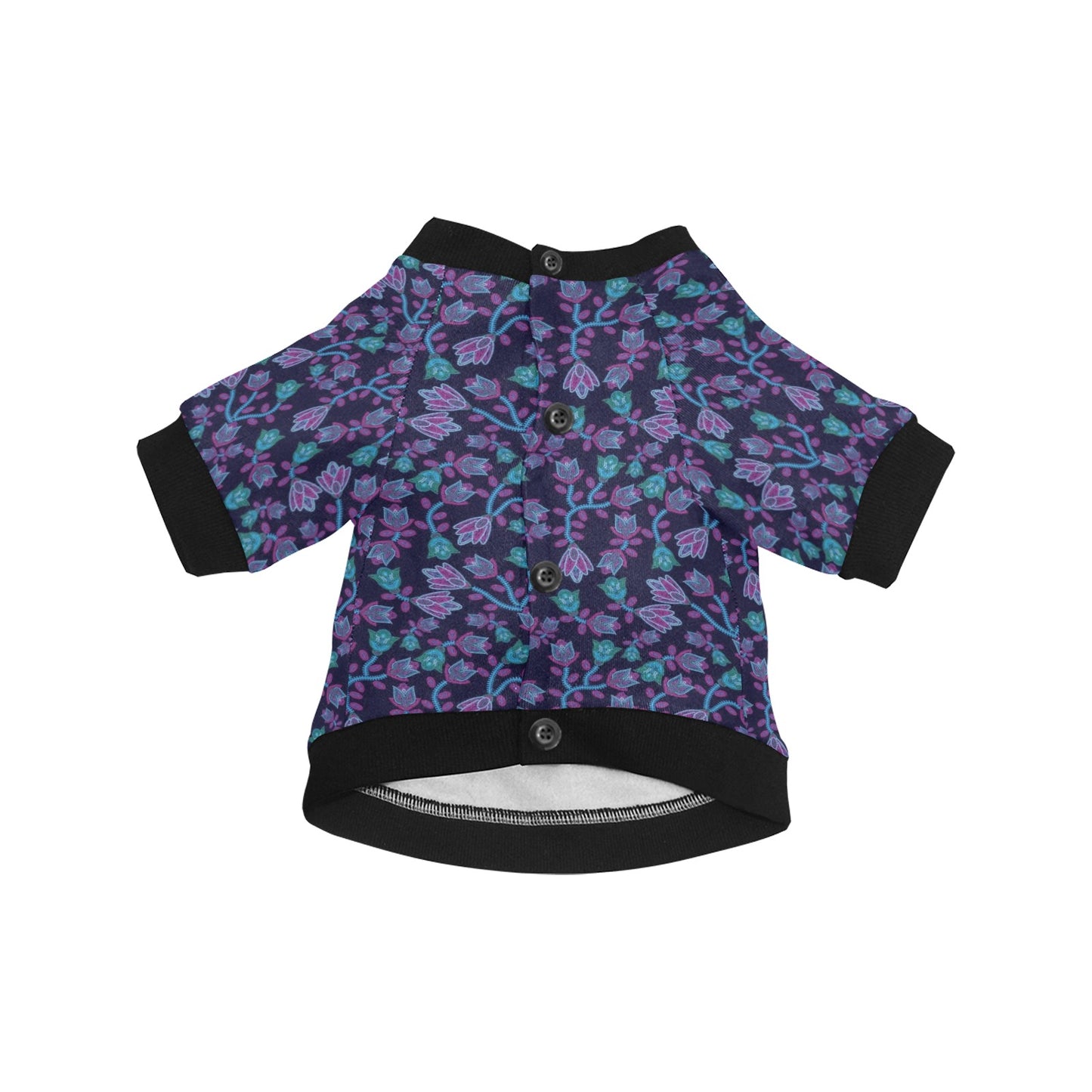 Beaded Blue Nouveau Pet Dog Round Neck Shirt
