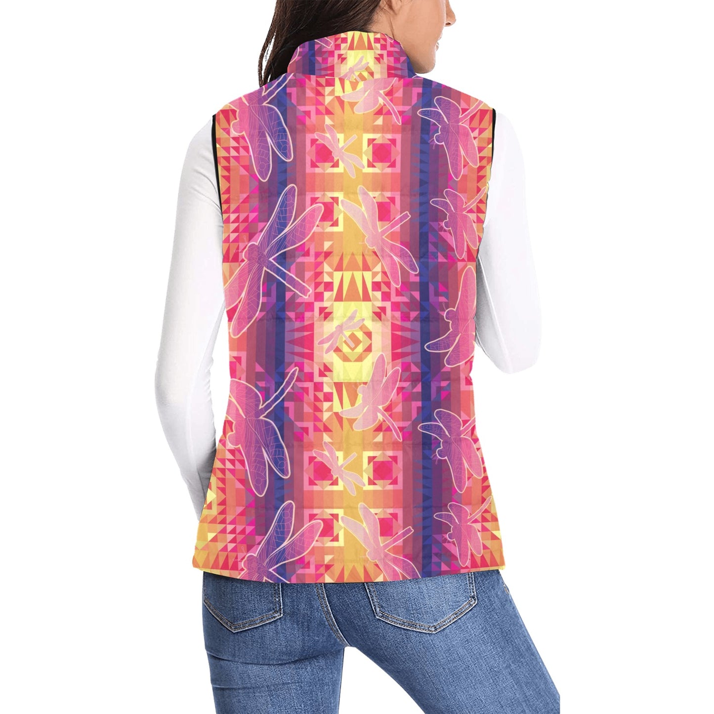 Kaleidoscope Dragonfly Women's Padded Vest Jacket