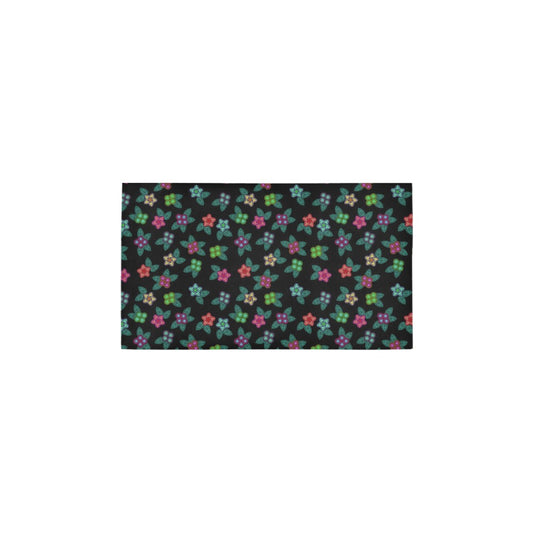 Berry Flowers Black Bath Rug 16''x 28''