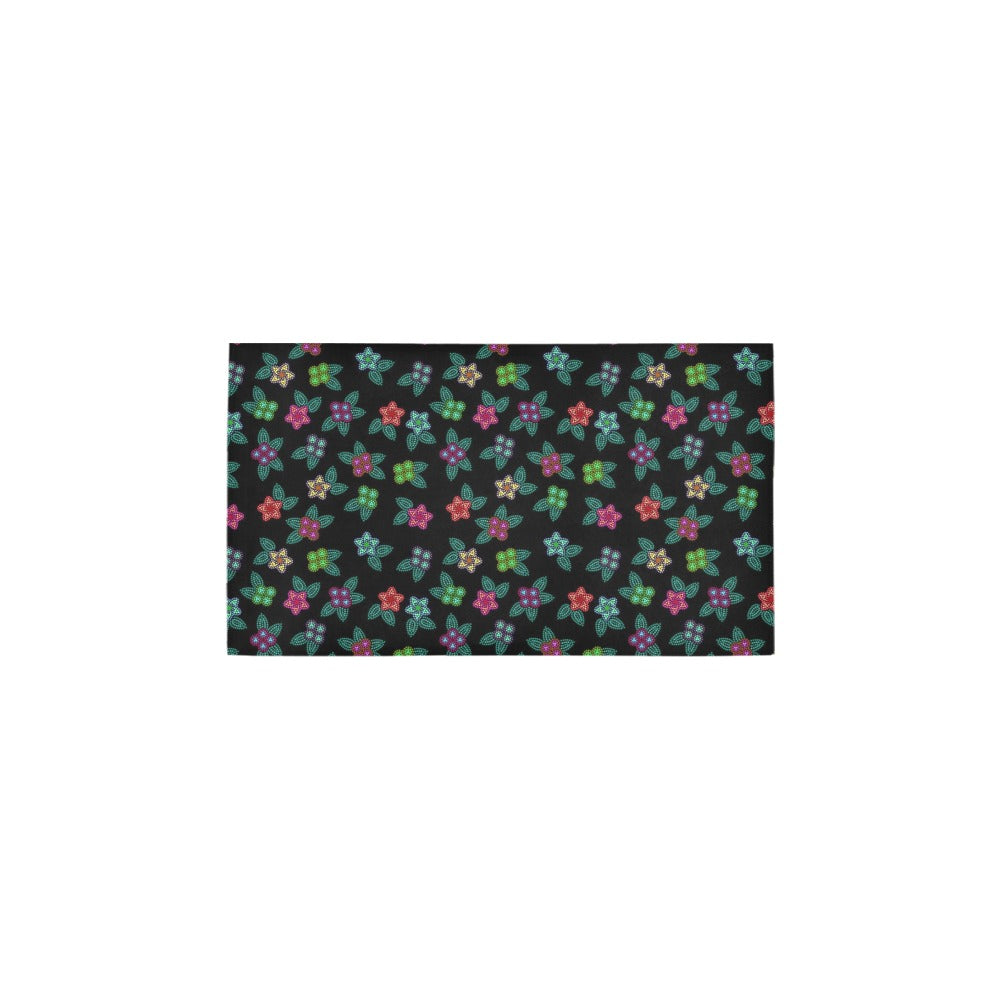 Berry Flowers Black Bath Rug 16''x 28''