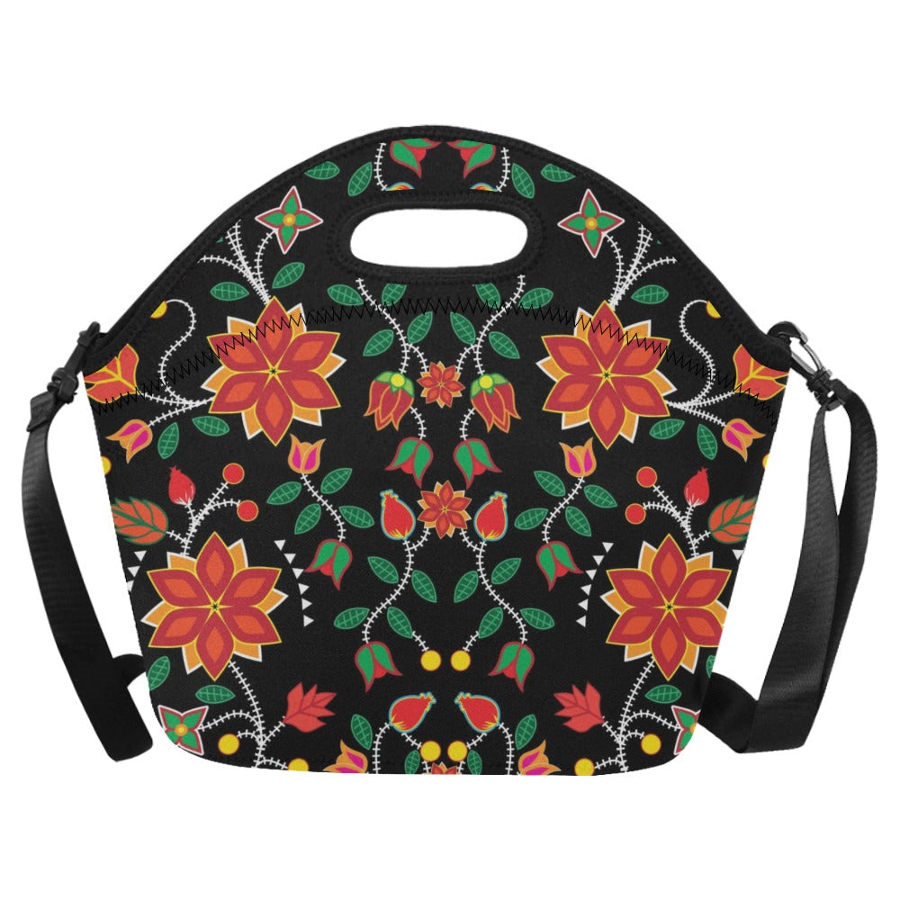 Floral Beadwork Six Bands Neoprene Lunch Bag/Large