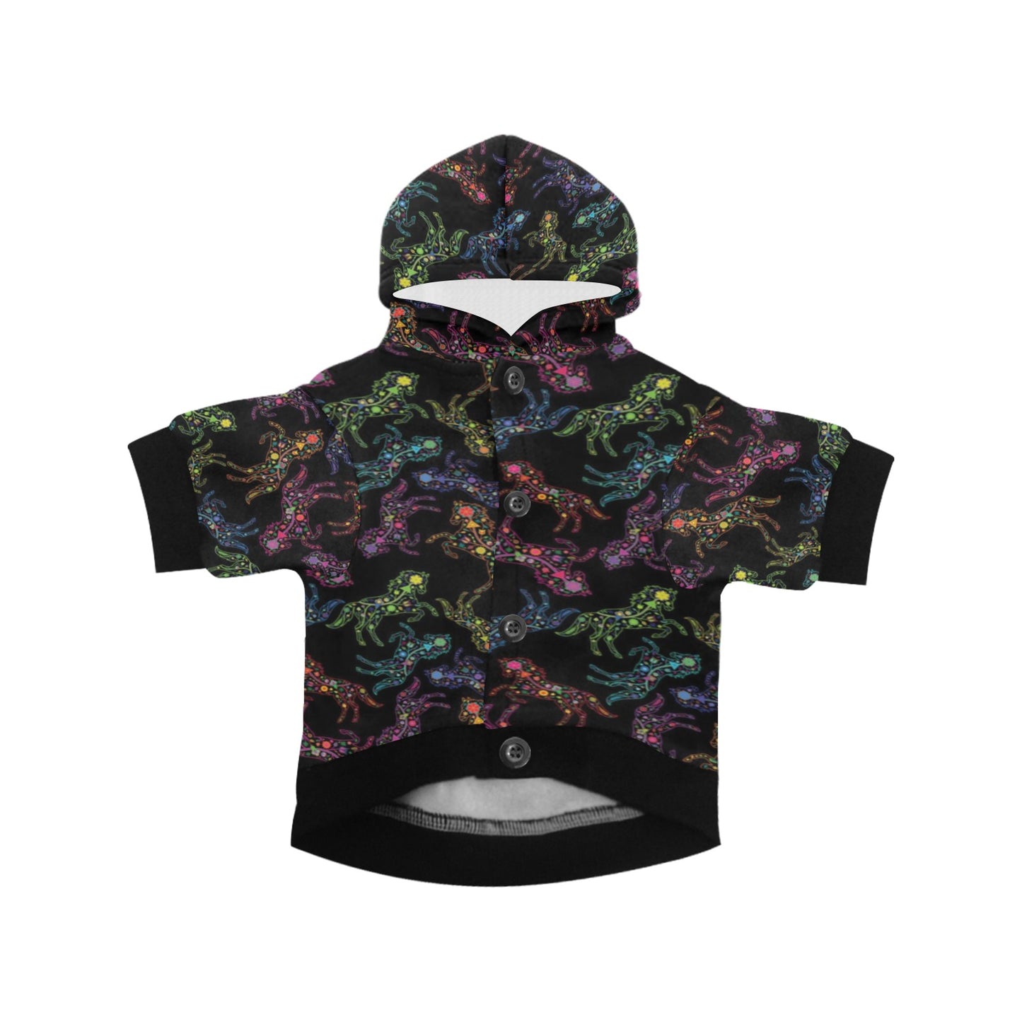 Neon Floral Horses Pet Dog Hoodie
