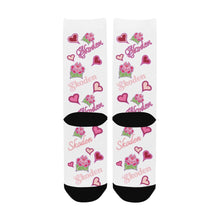 Load image into Gallery viewer, Ladies Skoden Floral Hearts White Women&#39;s Custom Socks
